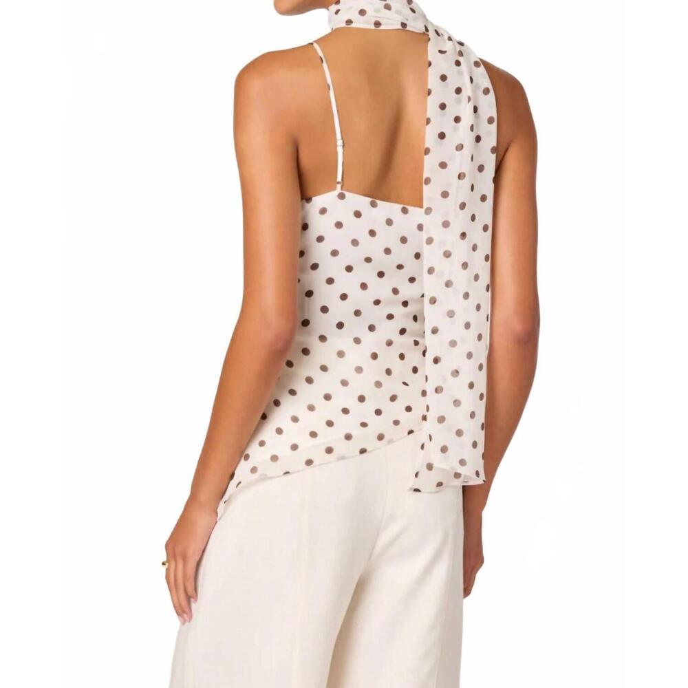 NEW ASTR adrie scarf top in cream polka dot - Picture 4 of 5